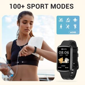 Fitness Trackers, 1.47 Inch Smartwatch, Touchscreen Activity Tracker with Thin Smartband Design, 5ATM Waterproof Fitness Watch Blood Oxygen Heart Rate Monitor for Android/iOS (Light Grey)