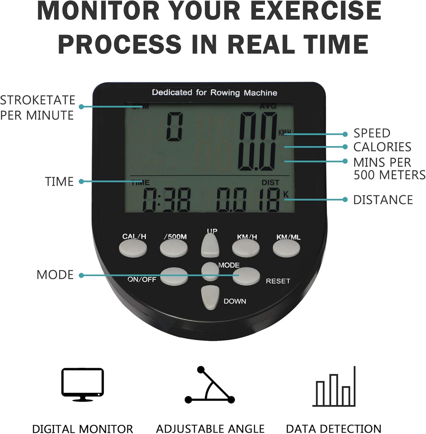 Water Rowing Machine Indoor Water Rower Adjustable Resistance with LCD Monitor Home Gym Equipment for Whole Body Exercise Cardio Training - Image 3