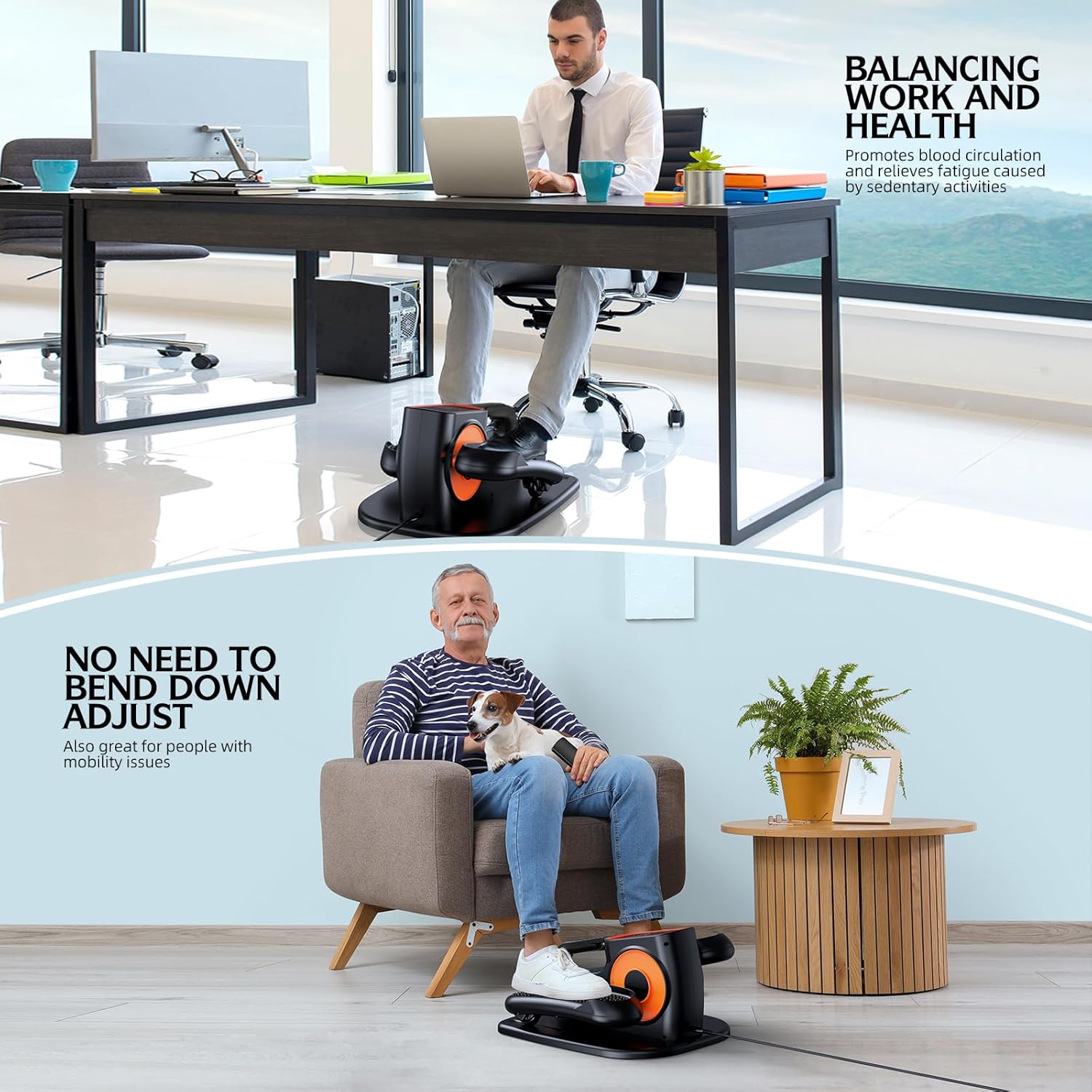Under Desk Elliptical, Ellipse Leg Exerciser While Sitting for Seniors, Quiet Portable Electric Seated Pedal Exerciser with Remote Control and 12 Adjustable Speeds for Home Office - Image 6