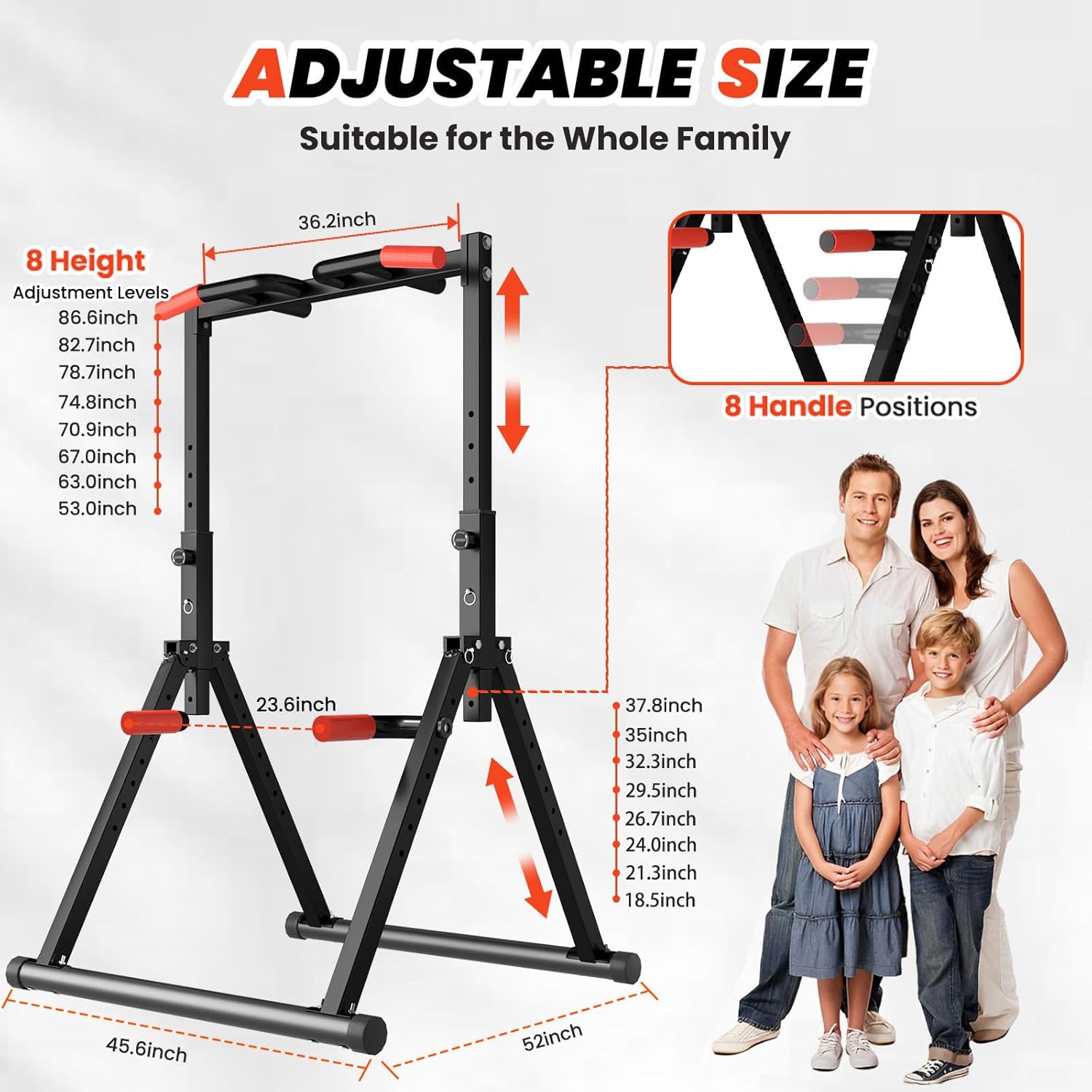 DOBESTS Foldable Power Tower Pull Up Bar Dip Station Adjustable Multifunction Workout Pull Up Tower Station Gym Strength Training Equipment for Home Outdoor, Triangular Legs, Support 700lbs - Image 2
