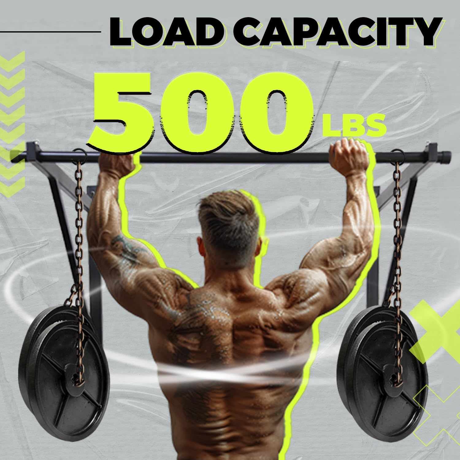ECOTRIC 46'' Wall Mounted Pull Up Bar Chin up Bar Doorway Exercise Bar Upper Body Gym Workout Bar Heavy Duty Training Fitness Home Heavy Duty 500lbs - Image 4
