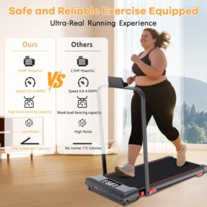 Walking Pad with Handle Bar and Incline, 3 in 1 Under Desk Treadmill with Hiking Mode, 2.5HP Low Noise Walking Treadmill Pad with Remote Control,Portable Treadmills for Home Office, Led Display