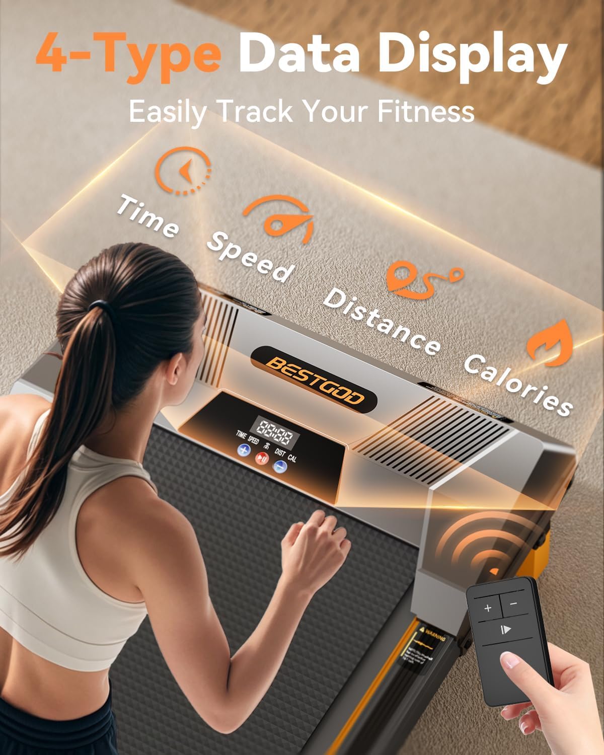 Walking Pad Treadmill, BestGod Incline Under Desk Treadmill 330lbs Capacity, 2.5HP Portable Treadmills for Home, Compact Treadmills Mini Walking Pad, Running Machine with Remote Control - Image 5
