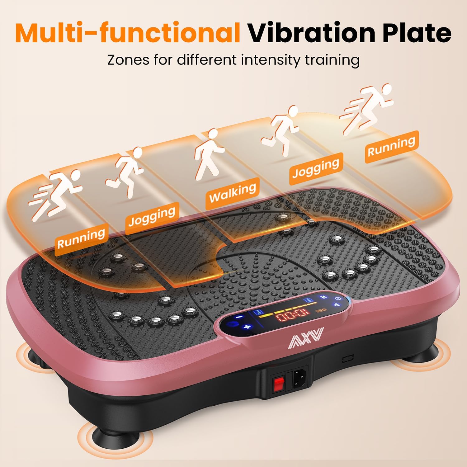 AXV Vibration Plate Fitness Platform Exercise Machine Vibrating Shaking Full Body Shaker Workout Vibrate Stand Shake Board Sport Gym for Weight Loss Fat Burner for Women Men - Image 8