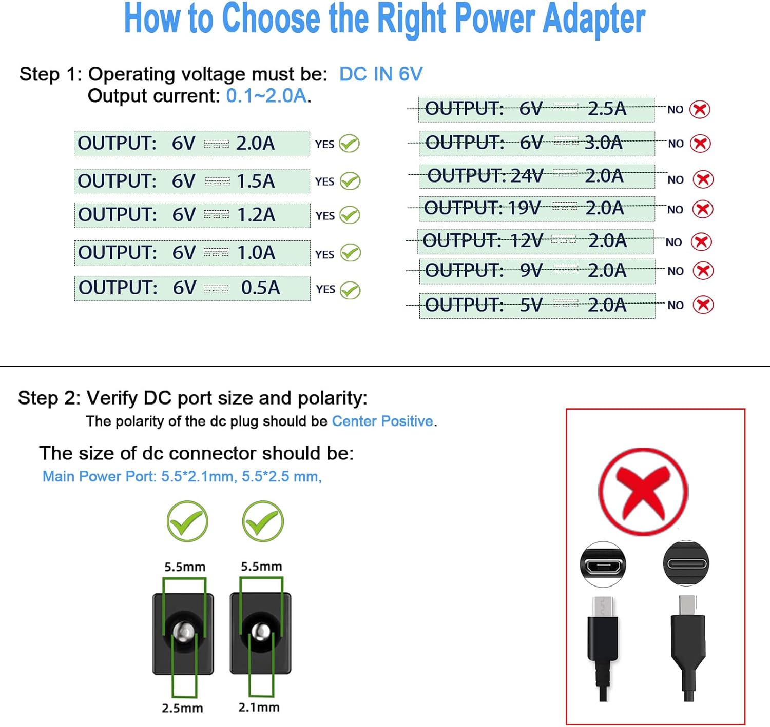 Power Supply Cord for ProForm Elliptical, 6V 2A Charger for 850 510E 480 490 500 600 LE, 390 395 475 510 EX, 400 700, for Nordictrack GX 2.7 Act Cardio Cross Trainer Elliptical Bike. - Image 3