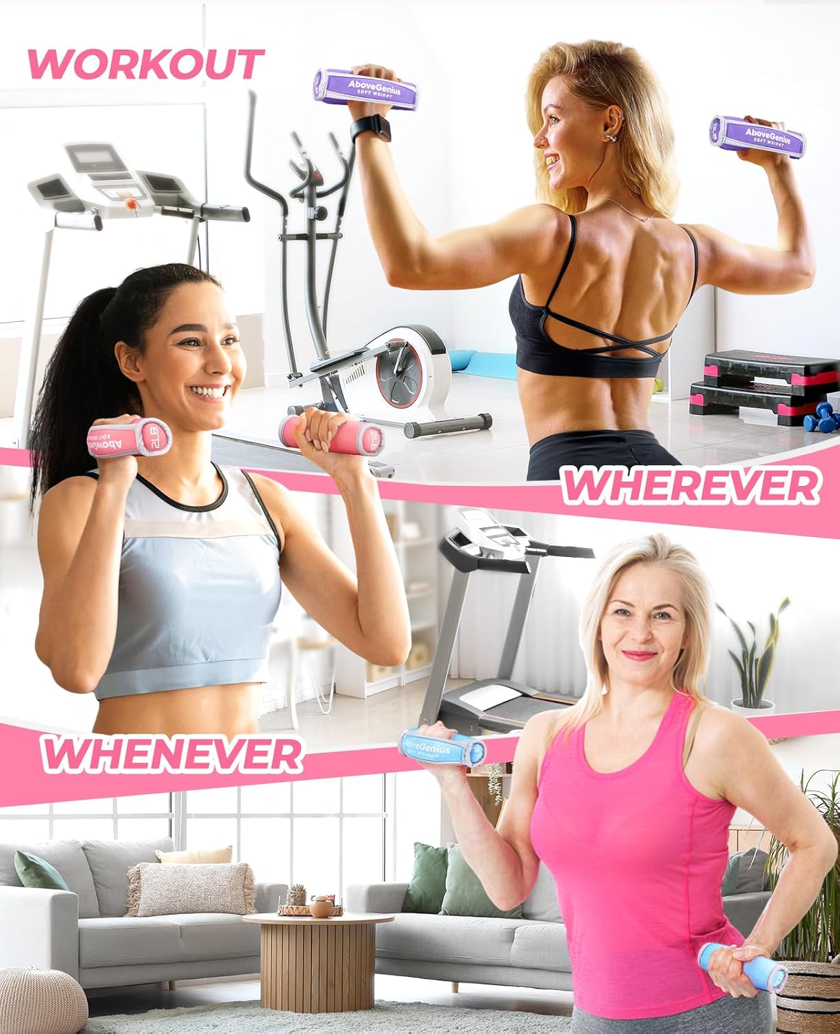 Hand Weights for Women Men, Soft Dumbbells Set of 6(1lb 2lb 3lb Each Pack) for Dumbbell Walking Weight Sets with Hand Strap, Pink Weights for Workout Running, Pilates, Yoga, Jogging and Physical Therapy, Gifts for Women - Image 3
