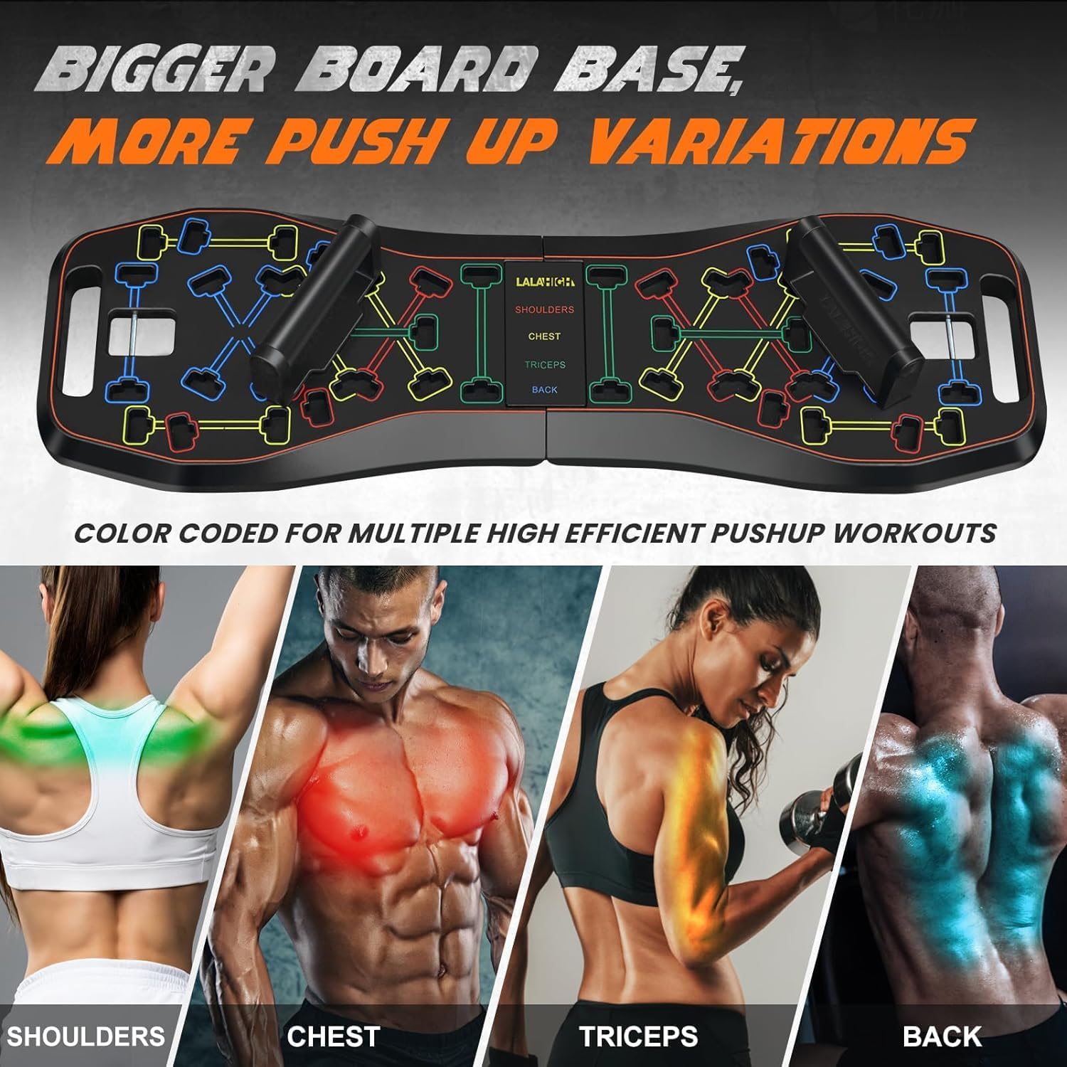 LALAHIGH Push Up Board,36 in 1 Home Gym Equipment with Ab Roller Wheel & Resistance Bands, Portable Foldable Workout Board for Full Body Strength Training Men Women - Image 3