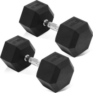 Hex Dumbbells Rubber Coated Hand Weights for Exercises and Fitness Home Gym, Pair