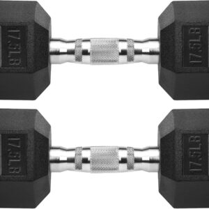 Hex Dumbbells Rubber Coated Cast Iron Hex Black Dumbbell Free Weights for Exercises