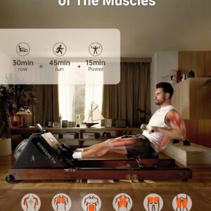 Water Rowing Machines for Home, WR20 Foldable Row Machine, 331LB Weight Capacity, Water Rower Machine with LCD Monitor, App Supported and Comfortable Seat for Folding Water Rowers