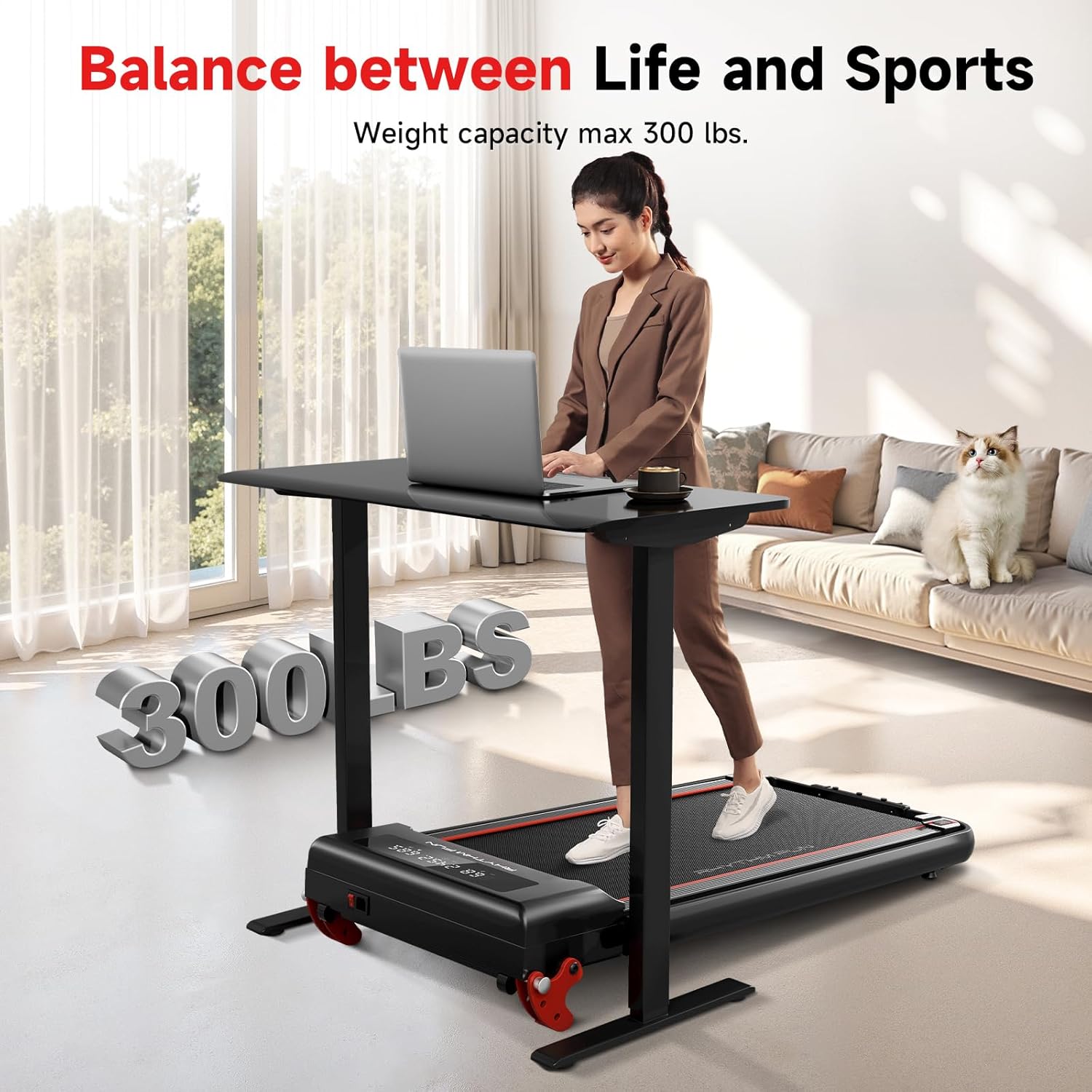 RHYTHM FUN Treadmill with Incline, Walking Pad with Handle Bar,300lbs Walking Pad with APP, Portable Folding Walking Treadmills for Home/Office with Low Noise - Image 3