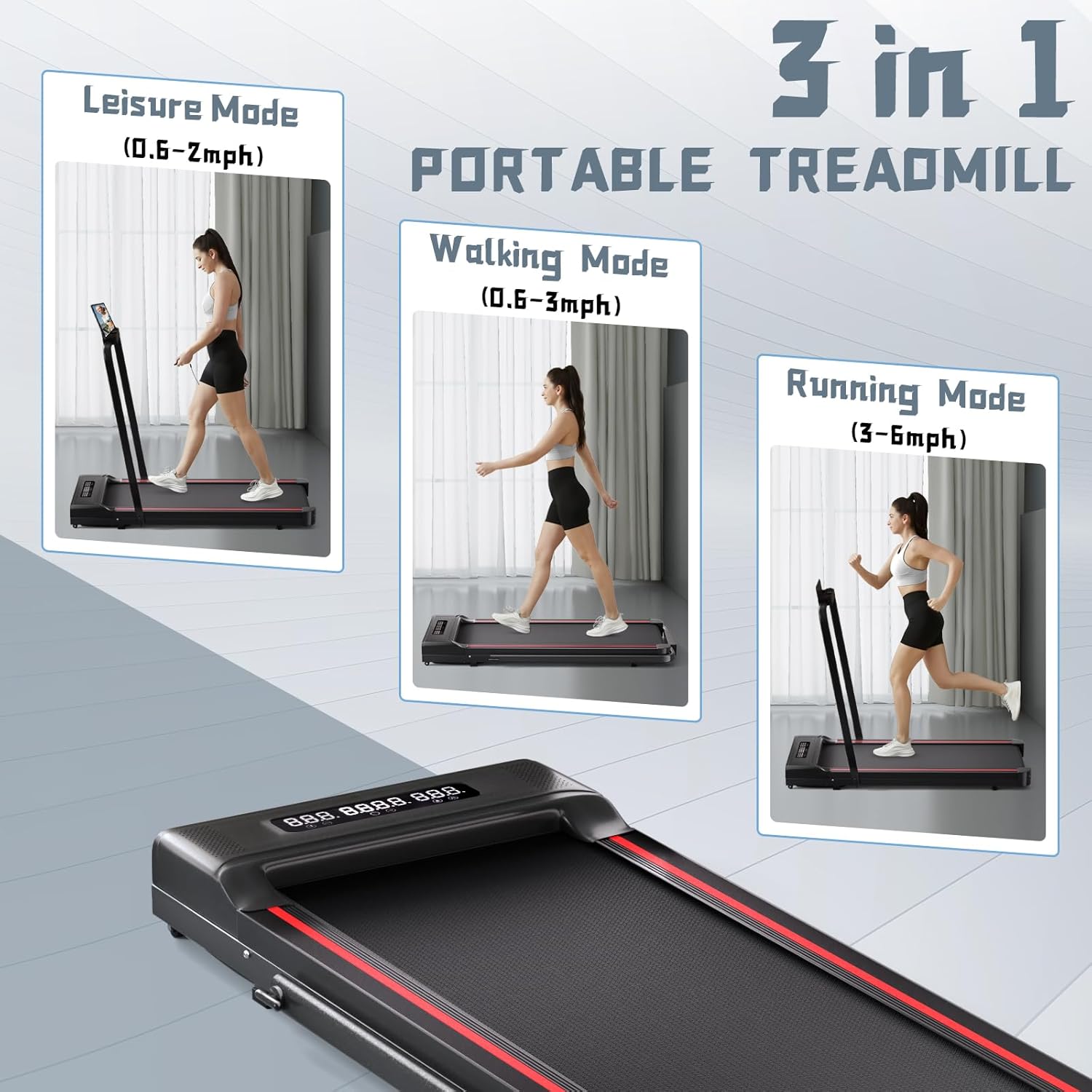 Sperax Walking Treadmill Pad with APP, 3 in 1 Under Desk Treadmill, 400W Low Noise Walking Vibration Pad with Remote Control,Portable Treadmills for Home Office - Image 5