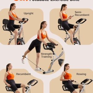 YOSUDA Folding Exercise Bike – Foldable Stationary Bike for Home Gym Workout