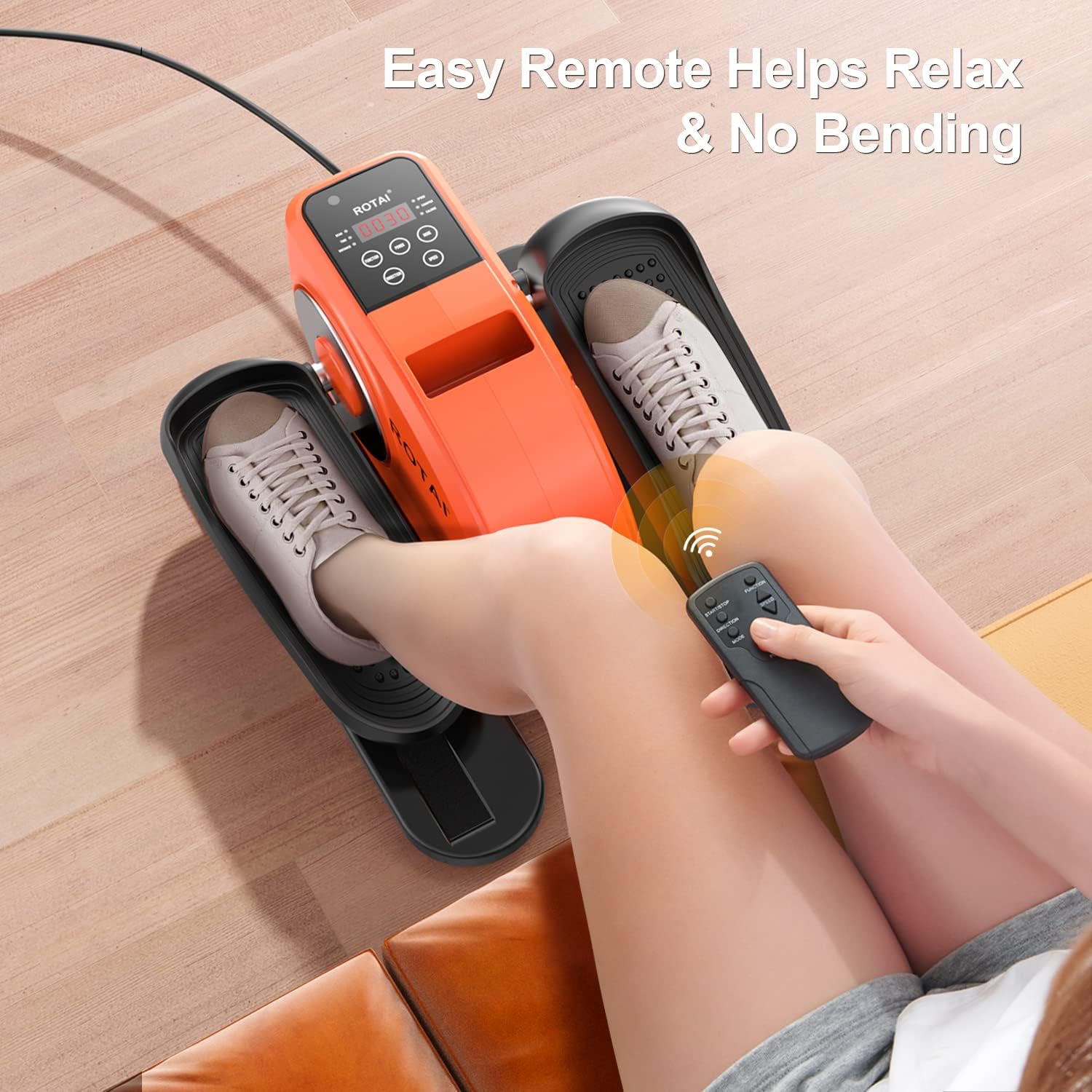 Under Desk Elliptical Machine for Seniors Rehab Electric Seated Leg Foot Pedal Exerciser Bike, Portable Trainer for Home & Office with Remote and LCD Monitor - Image 4