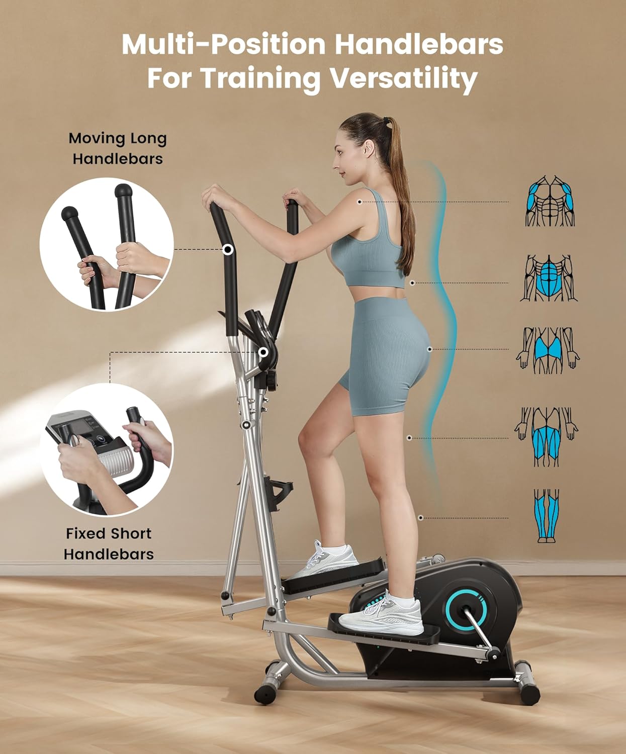Dripex Elliptical Exercise Machine, Magnetic Elliptical Machine for Home, Hyper-Quiet Elliptical Training Machines w/ 6KG Flywheel, 16 Resistance Levels, Pulse Sensor, LCD Monitor - Image 6