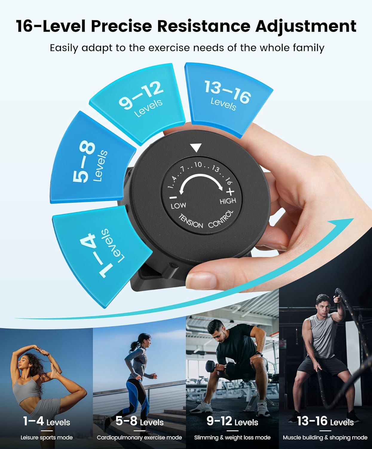 Dripex Elliptical Exercise Machine, Magnetic Elliptical Machine for Home, Hyper-Quiet Elliptical Training Machines w/ 6KG Flywheel, 16 Resistance Levels, Pulse Sensor, LCD Monitor - Image 4