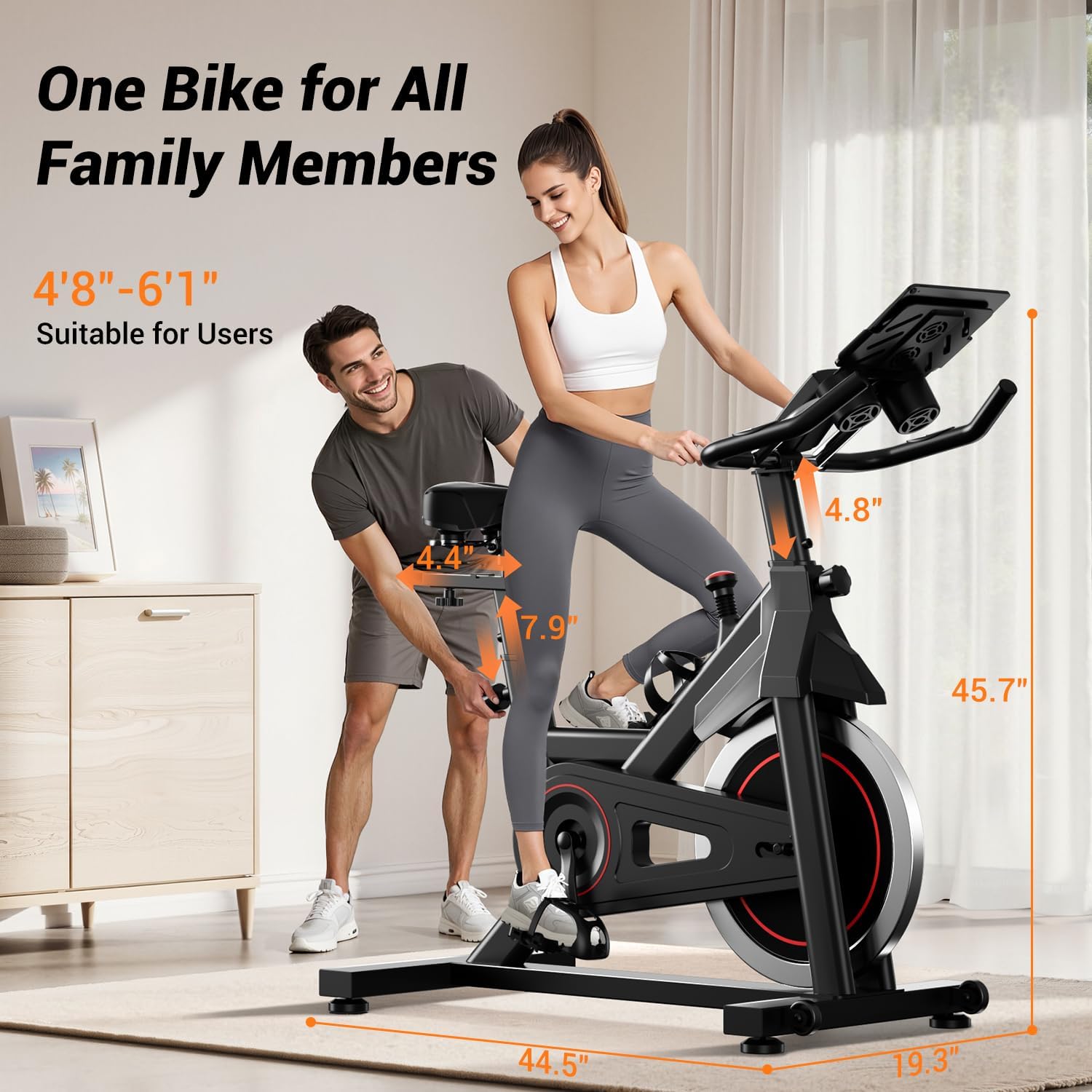 CURSOR FITNESS Exercise Bike, Stationary Bikes for Home, 300 LBS Capacity, Workout Bike with Silent Belt Drive, Indoor Cycling Bike with Extra Comfort Seat/IPad Mount/3 Bottle Holders - Image 4