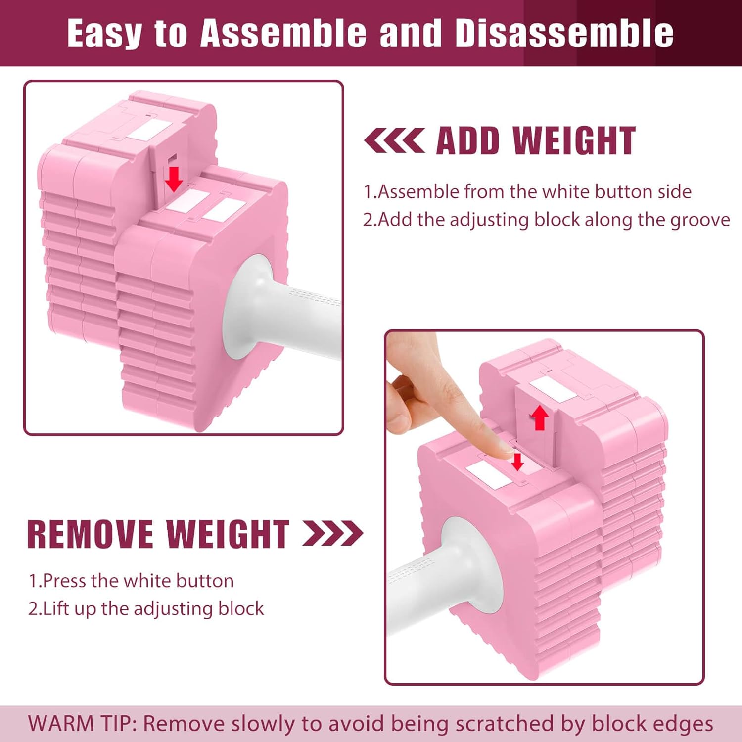 Adjustable Weight Dumbbells Set of 2, 3.4lb/5.7lb/8lb/10.3lb/12.6lb Each Hand Weight Sets for Women/Men, Adjustable Dumbbells Set for Home Gym Fitness Workout Strength Training - Image 4