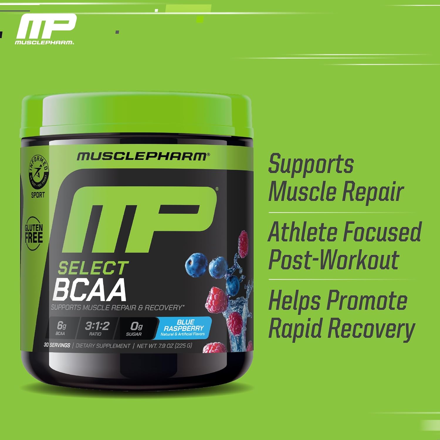 MusclePharm Essentials BCAA Powder, Pre & Post Workout Recovery Drink, Supports Muscle Recovery & Energy Production, Essential Amino Acids Supplement, 30 Servings, Blue Raspberry Flavor - Image 4