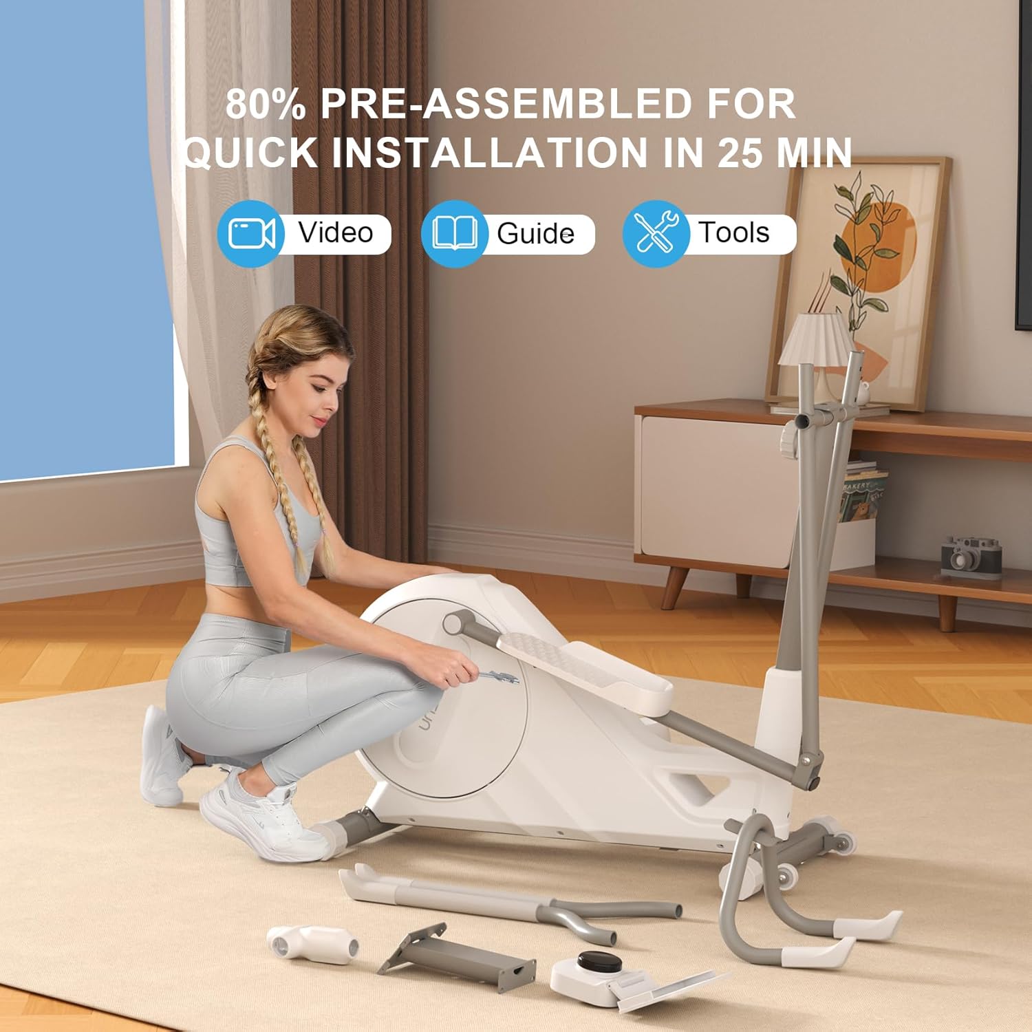 Elliptical Exercise Machine for Home,3-in-1Compact Training Machines with 16 Resistance Levels,14LB Flywheel,Low Impact Magnetic Cross Trainer,Quiet Portable Elliptical for Seniors&Small Spaces - Image 9