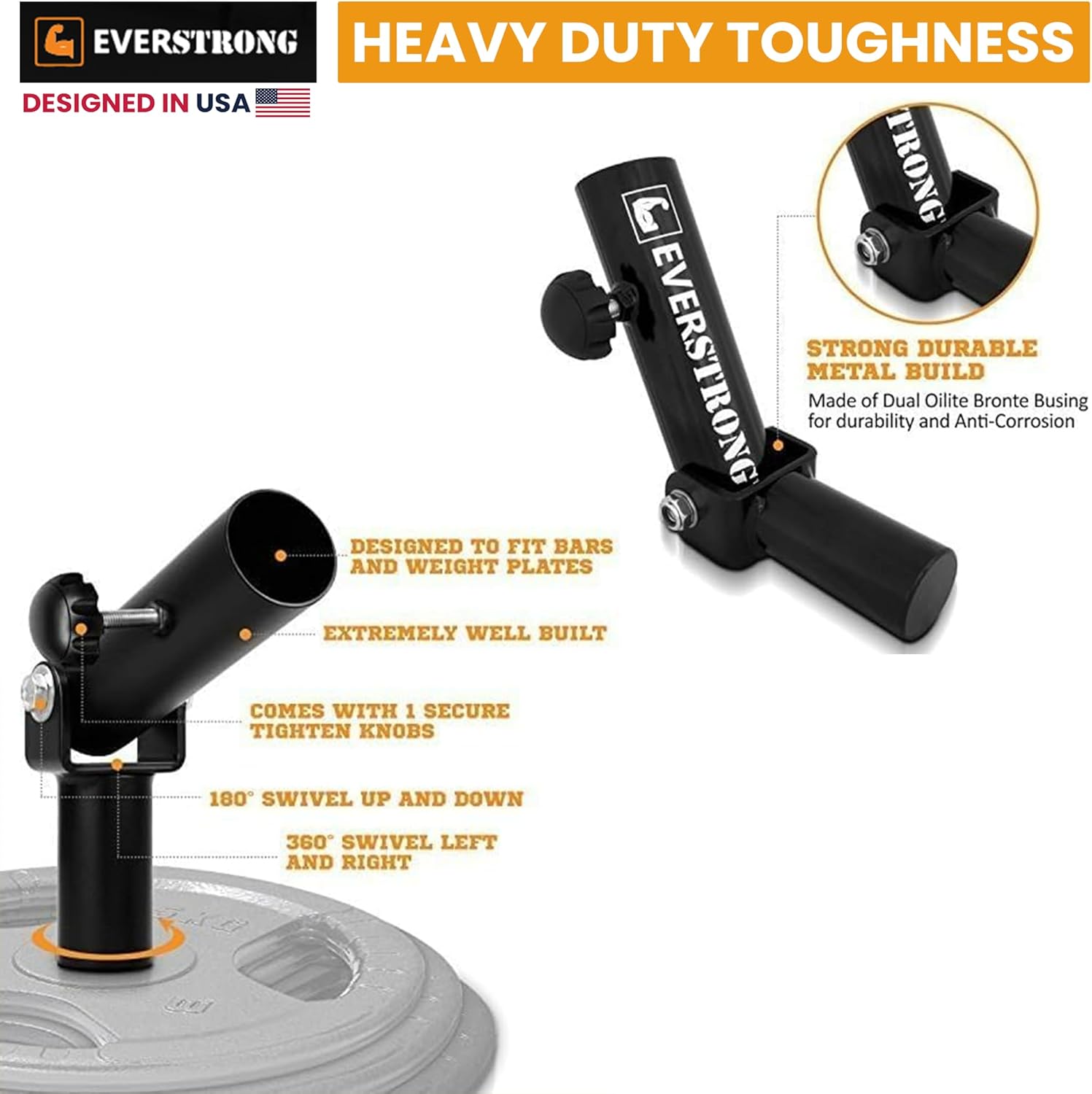 EVERSTRONG T Bar Row Attachment with V Bar Attachment Landmine Handle - 360 Swivel Landmine Attachment for Barbell for Full-Body Workout in Home Gym - Small Spaces - Deadlifts Squats Landmine Stand - Image 4
