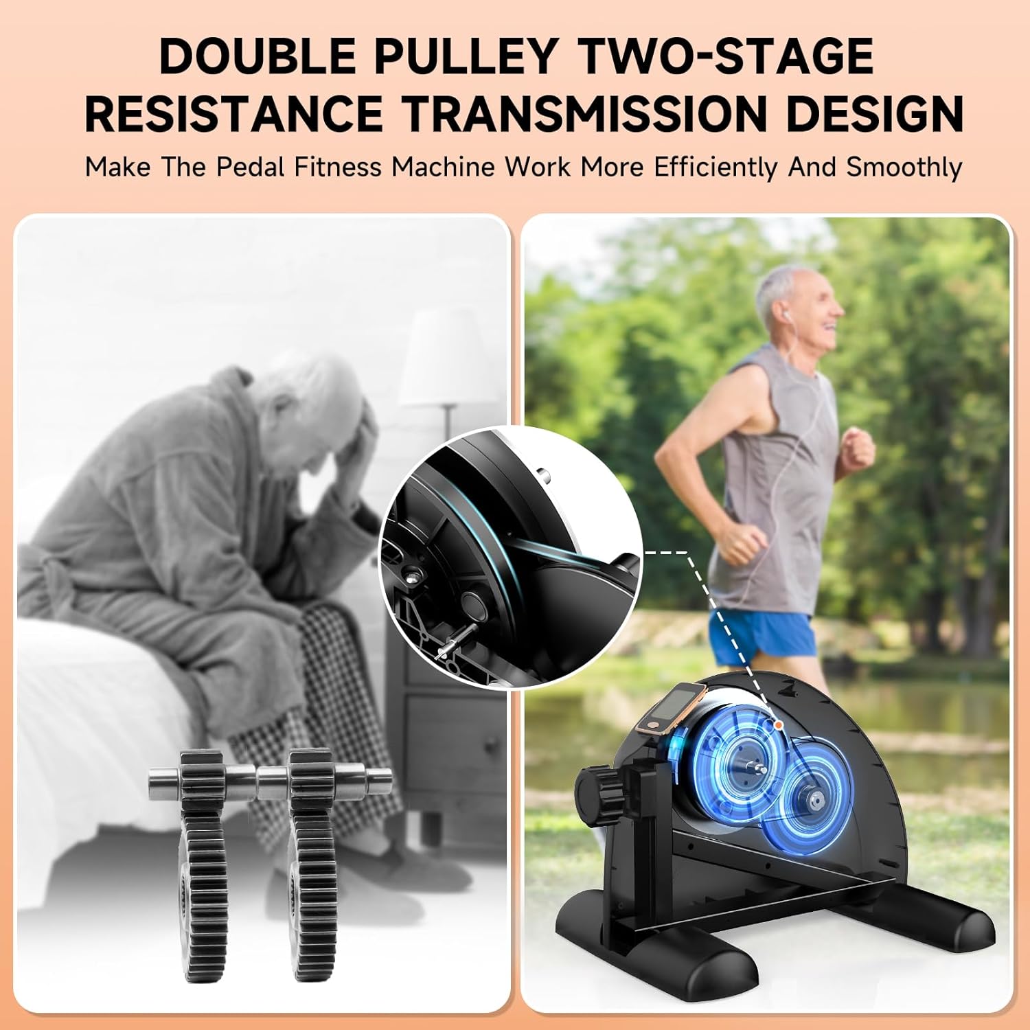Mini Exercise Bike, Portable Under Desk Bike Pedal Exerciser with Quiet Magnetic Resistance, Portable Foot Cycle Arm&Leg Exercise Bike for Seniors Peddler Machine with LCD Display - Image 3