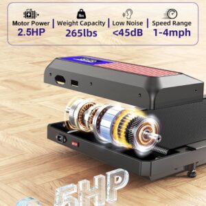 Walking PadTreadmill with Incline, Under Desk Treadmill, 3 in 1 Portable Treadmill with Remote Control LED Display, 2.5 HP Quiet Walking Pad Treadmills for Home Use, 265 Lbs Capacity