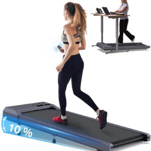 WELLFIT 10% Incline Walking Pad, Treadmills for Home, Under Desk Treadmill 265lbs Capacity, 4.0MPH 2.5HP Voice Control, 26 Preset Pros, 15 * 36in Belt, Compact for Condo