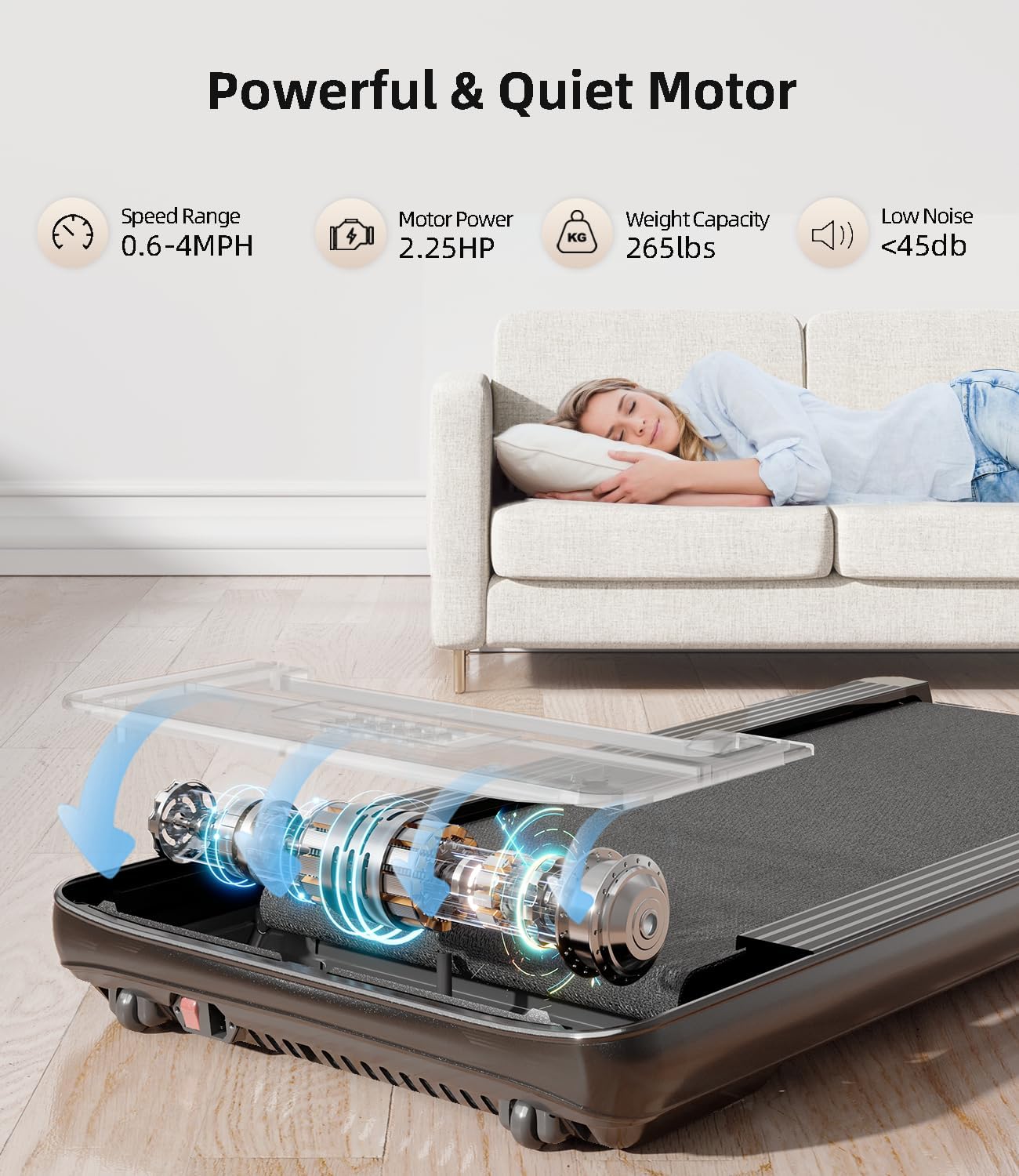 Walking Pad - Under Desk Treadmill for Home/Office, Portable with Remote Control LED Display - Ideal for Fitness Enthusiasts - Image 3