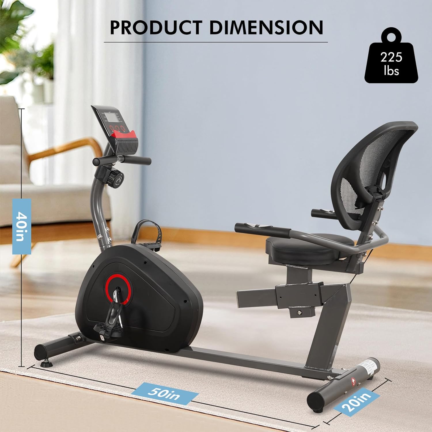 Recumbent Exercise Bike for Home Magnetic Stationary Bike for Adult Seniors, Workout Equipment for Gym, LCD, Heart Rate Handle,Indoor - Image 6
