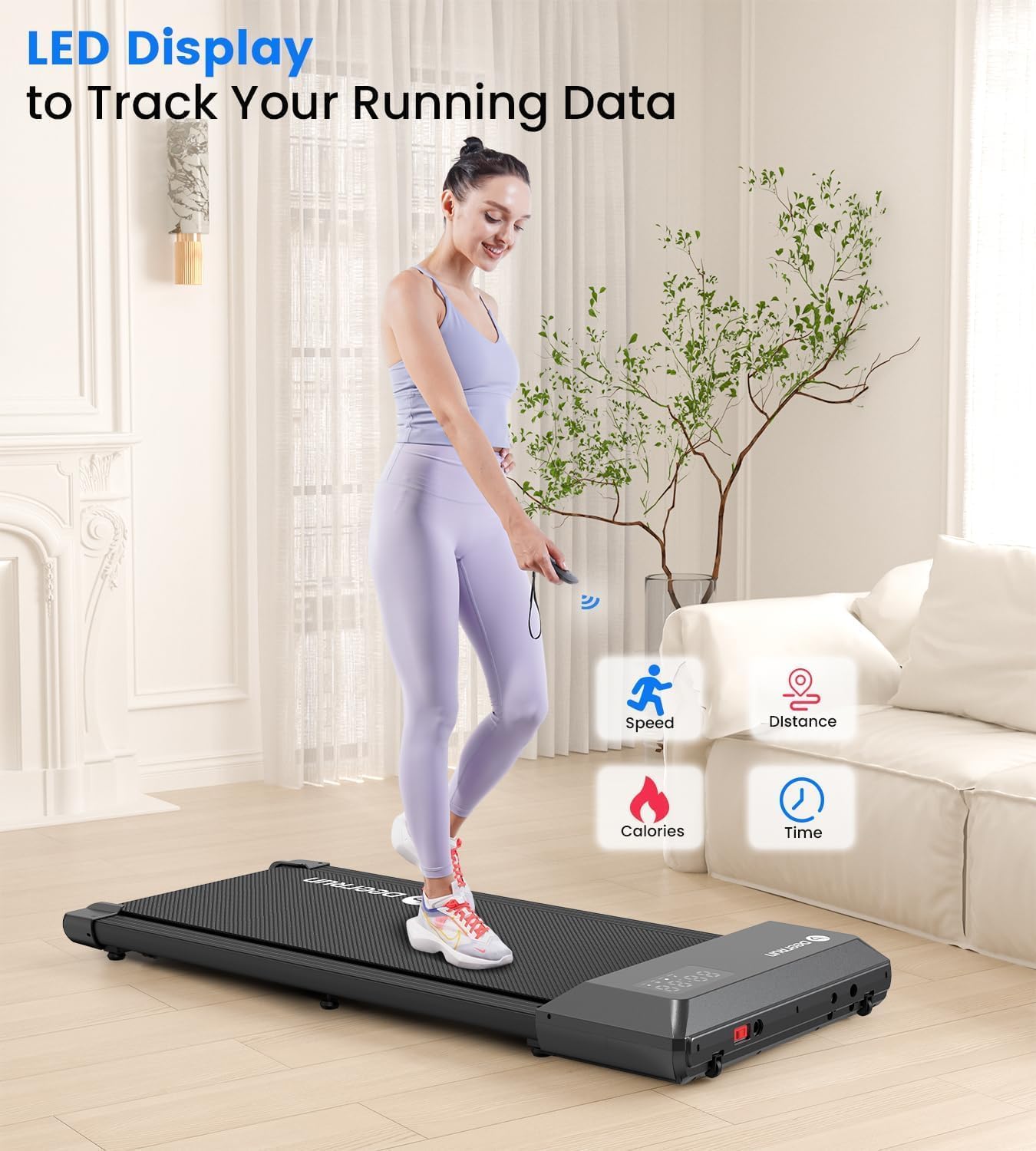 DeerRun Walking Pad 2 in 1 Under Desk Treadmill, 2.5HP Low Noise Walking Pad Running Jogging Machine with Remote Control for Home Office, Lightweight Portable Desk Treadmill Installation Free - Image 4