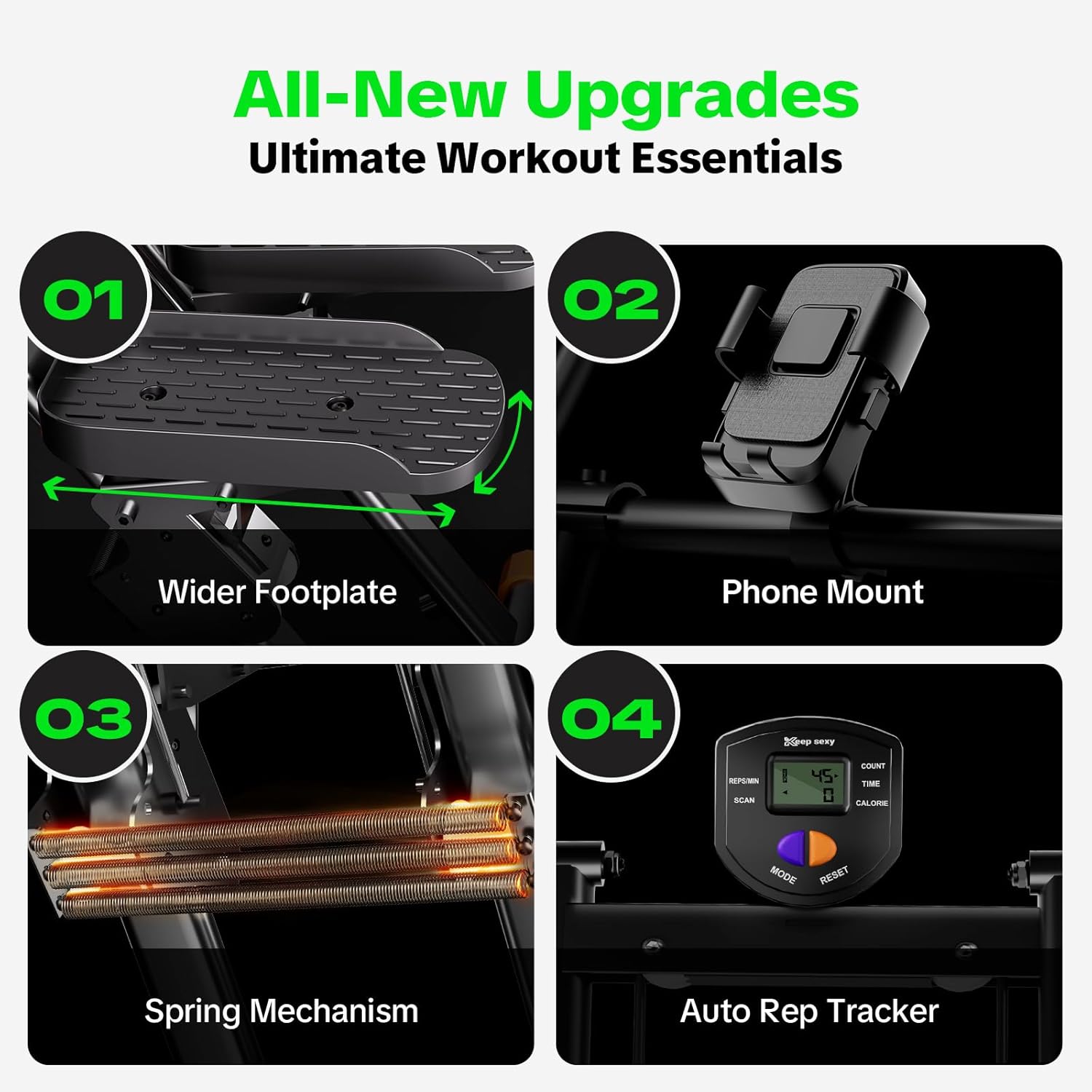 Stair Stepper for Home Gym, 2025 Upgrade Stair Climber w/ 3-Level Resistance & Height, Non-Slip Pedals, Digital Tracker & Phone Holder Home Exercise Machine for Women Men - Image 4