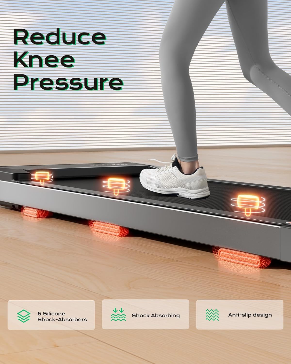 Walking Pad,Treadmill with Incline for Home Office, 2.5HP Portable Under Desk Treadmill with 265 Lbs Capacity,Remote Control, Led Display - Image 4
