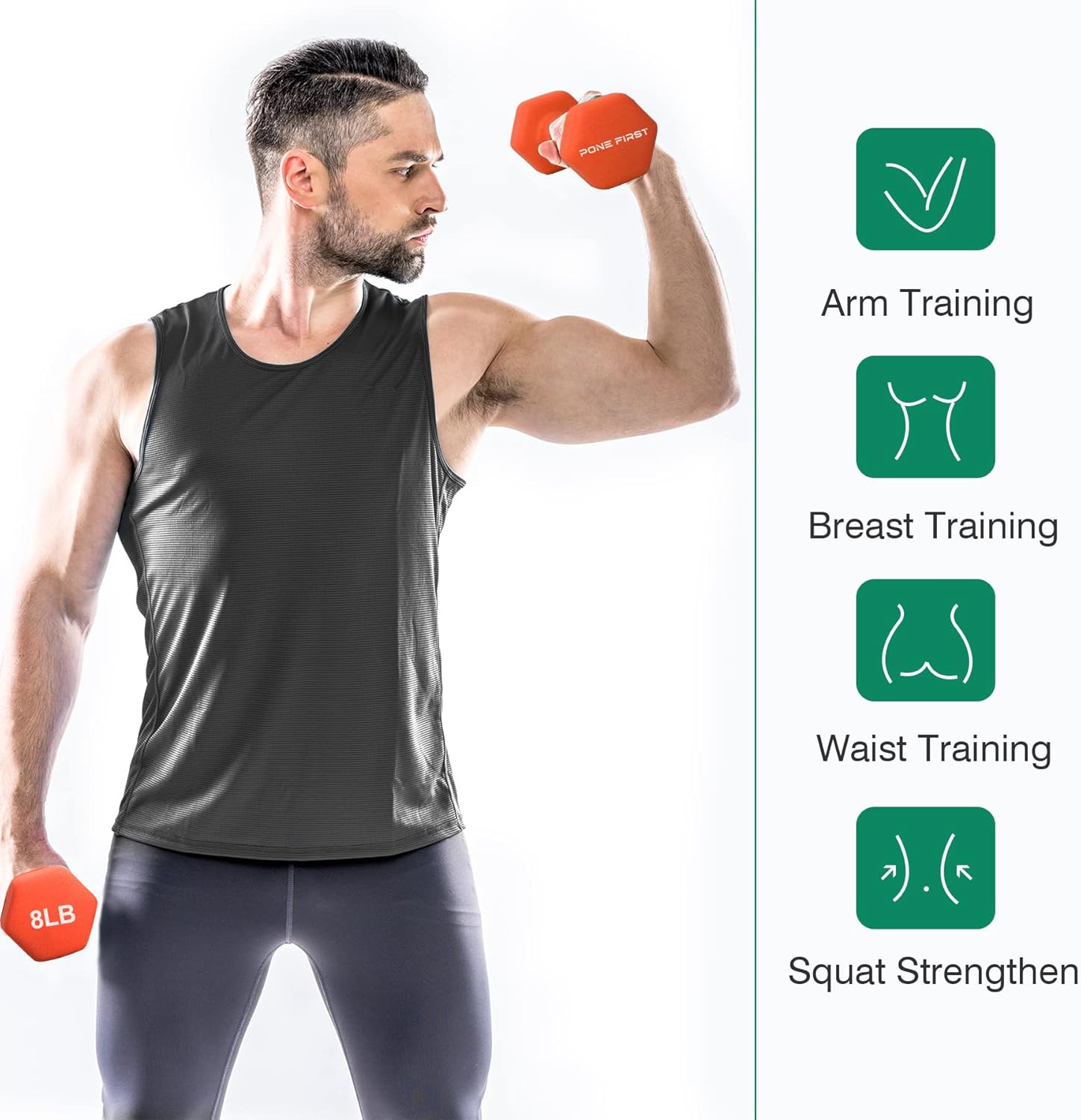 Dumbbell Hand Weight Pairs – Neoprene Dumbbell Exercise & Fitness For Home Gym Equipment and Adjustable Dumbbell Sets–Non-Slip, Color Coded Hex Shaped Free Weights For Women,Men 2LB 3LB 5LB 8LB 10LB Pounds - Image 6