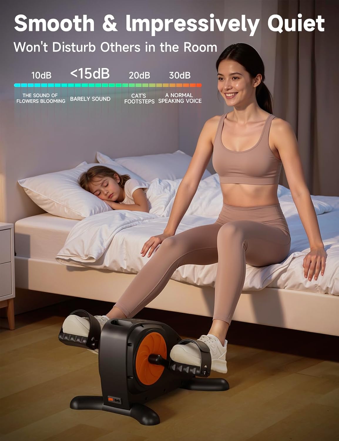 Mini Exercise Bike, Portable Under Desk Cycle Bike with 12 Adjustable Speeds for Arm/Leg Exercisers, Low-Impact Cardio Cycling Equipment, Remote Control & LCD Display Inner Thigh Exerciser - Image 5