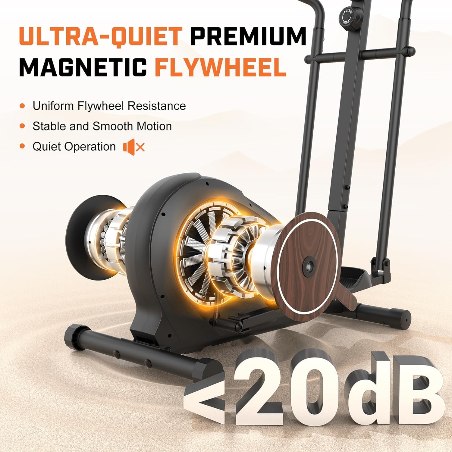 ANCHEER Home Gym Elliptical Trainer Machine, Silent Magnetic Cross Trainer with LCD Display, 14-Level Resistance & Heart Rate Monitor, 400Lbs Capacity Cardio Equipment - Image 2