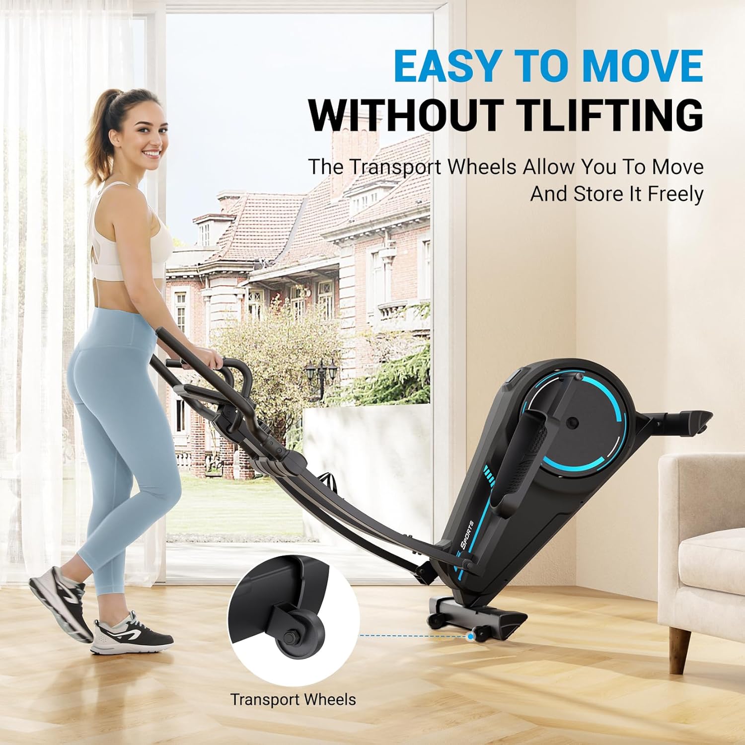THERUN Elliptical Exercise Machine, Elliptical Machine for Home w/Whisper-Quiet Magnetic Driving System, Elliptical Trainer w/ 15.3" Stride, 16 Resistance Levels, 8KG Flywheel, Bottle Holder - Image 9