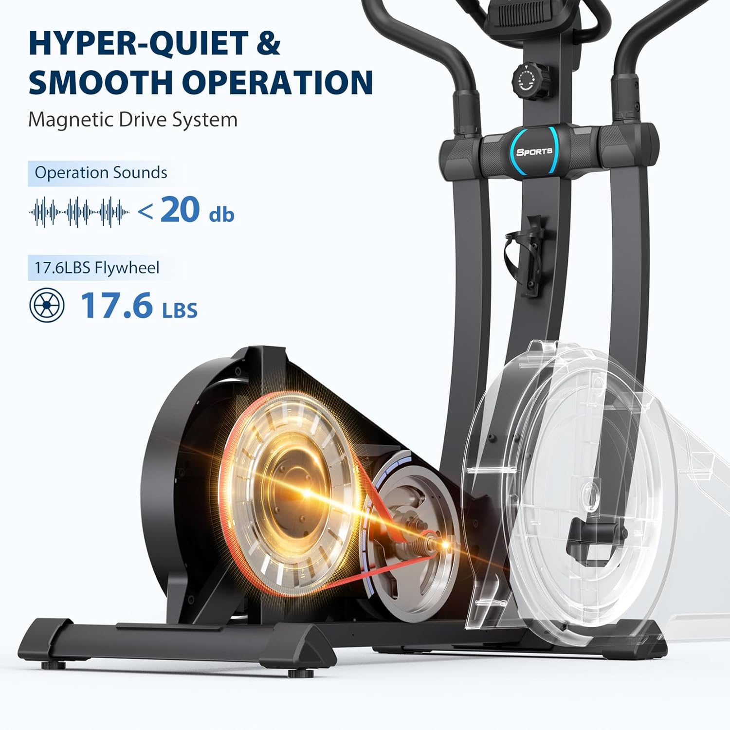 Dripex Elliptical Exercise Machine, Hyper-Quiet Magnetic Elliptical Machine for Home, Elliptical Training Machines with 16 Levels Resistance, 8KG Flywheel, Pulse Sensor, 15.3IN Stride - Image 2