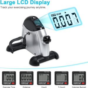 Mini Exercise Bike, himaly Under Desk Bike Pedal Exerciser Portable Foot Cycle Arm & Leg Peddler Machine with LCD Screen Displays