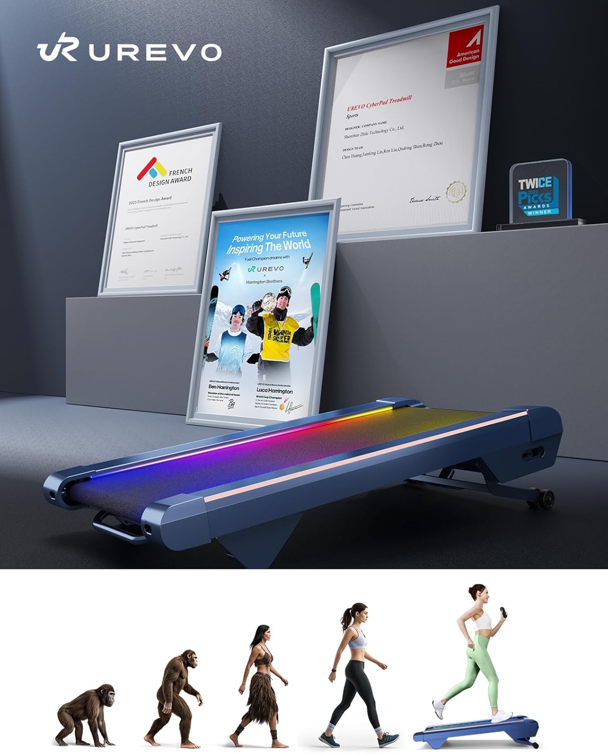 UREVO CyberPad Smart Walking Pad with 14% Incline, Under Desk Treadmill for Home Use, Extended Walking Surface, LED Remote, Speed-Responsive Lighting, Quiet Brushless Motorized, UREVO APP - Image 8
