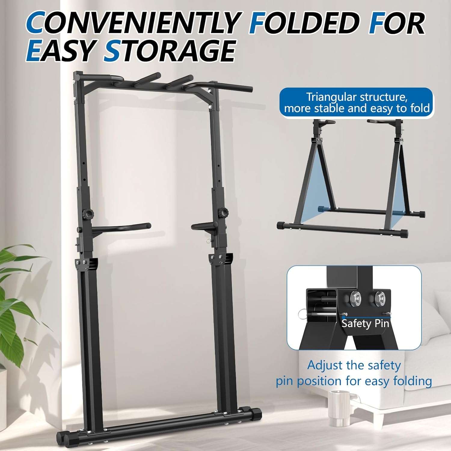 Pull Up Station Pull Up Bar for Home Gym Equipment Dip Station Power Tower Strength Training Fitness Equipment - Image 3