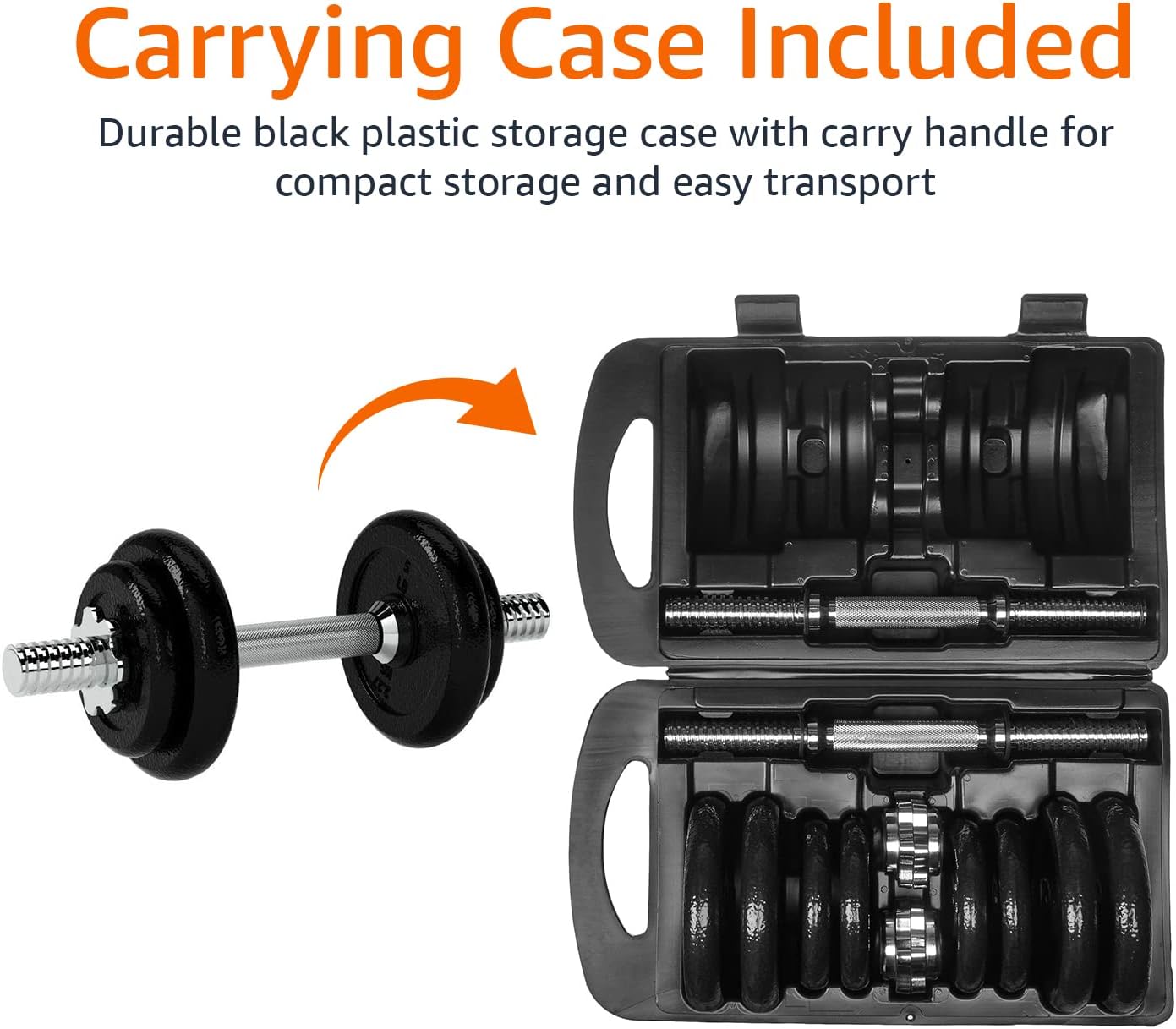 Amazon Basics Adjustable Dumbbell Hand Weight Set, 38 pound, Black - Image 5