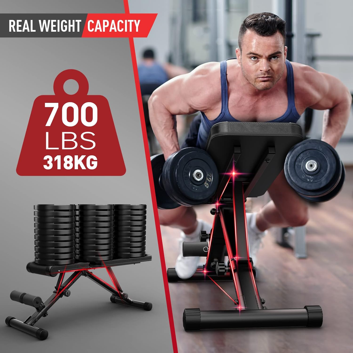 JOROTO Water Rowing Machines for Home Use, Foldable Rower Machine with Bluetooth Monitor & Adjustable Weight Bench 8x4x3x2 Positions- 700 Pounds Load Foldable - Image 7