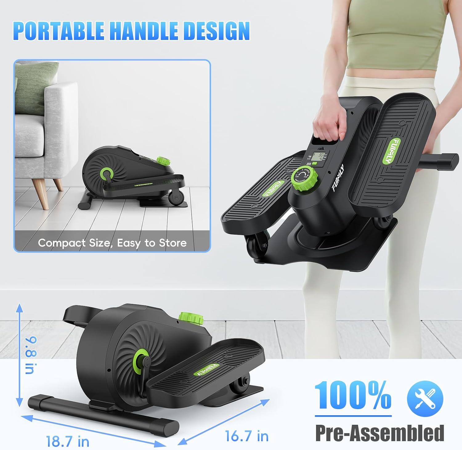 FUNMILY Under Desk Elliptical, Under Desk Bike Pedal Exerciser, Fully Assembled Leg Exerciser 2 in 1 Seated Standing Elliptical, Ultra-Quiet Mini Elliptical Machines for Home Office Use - Image 7