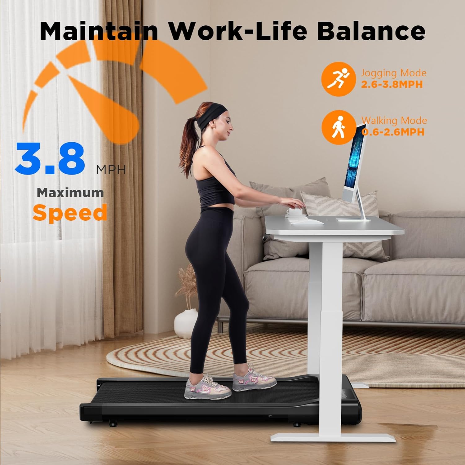 Walking Pad Treadmill, Smart Walking Pads, 2.5HP Under Desk Treadmill for Home Office Use, Remote Control & App-Enabled, No Assembly Required - Image 3
