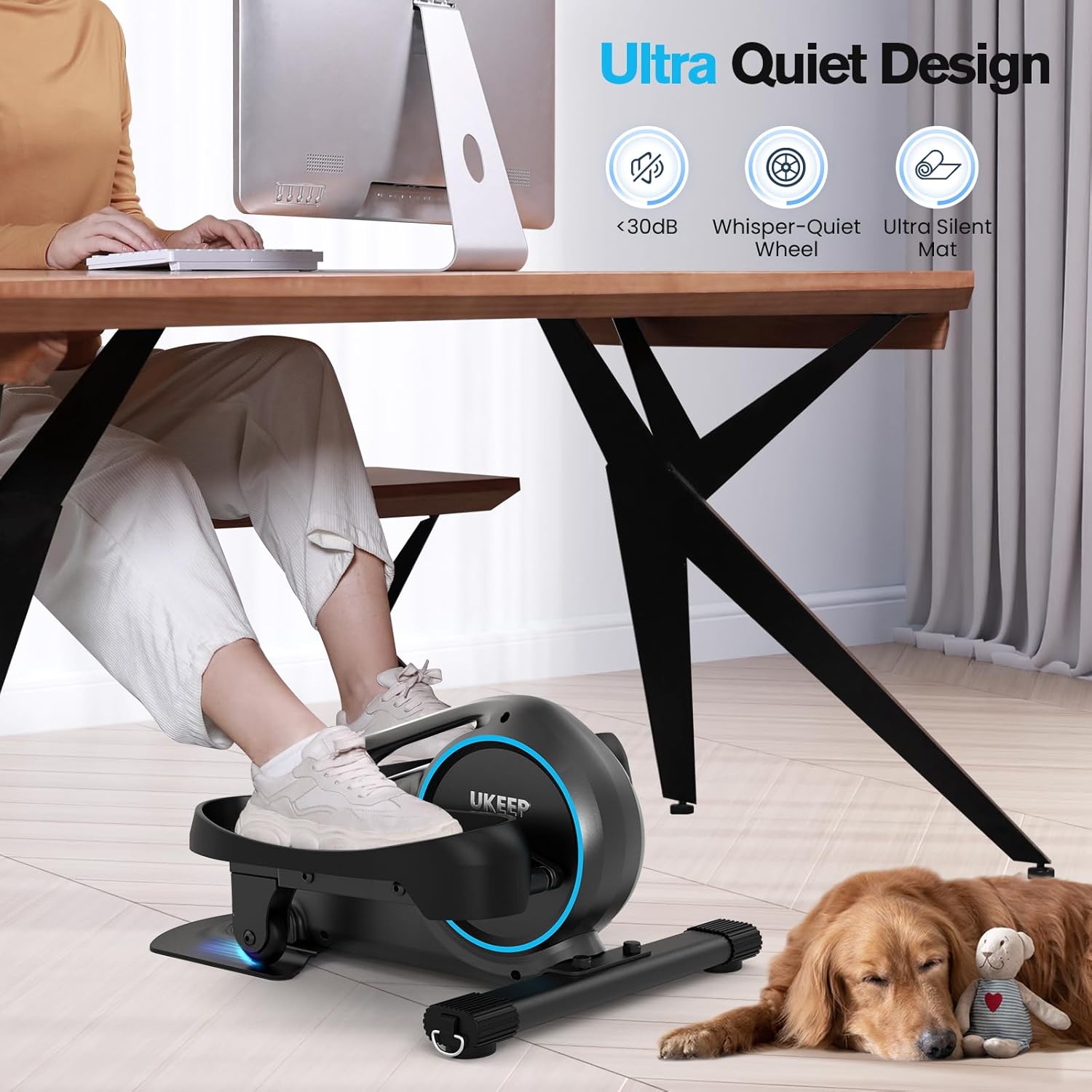 Under Desk Elliptical, Manual Elliptical Exercise Machine, Quite Foot Pedal Exerciser, Mini Elliptical Machines for Home Use, Compact Foot &Leg Pedal Exerciser, Exerciser for Seniors, Max Load 300LBS - Image 2
