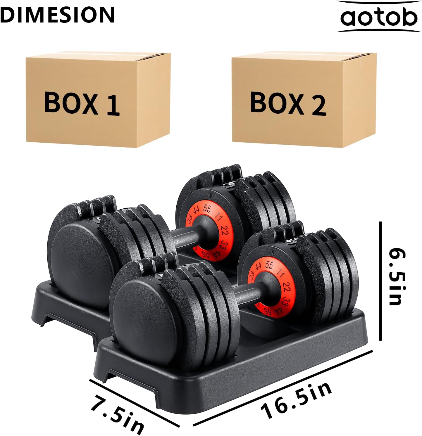 AOTOB 25/55 LBS Dumbbell Set, Anti-Slip Fast Adjust Turning Handle, Adjustable for Men and Women, Pair for Home Gym Exercise - Image 7