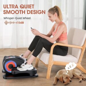 Under Desk Elliptical, Electric Seated Pedal Exerciser, Quiet & Compact Mini Ellipse Leg Exerciser with Display Monitor, Remote Control and 12 Adjustable Speeds, Elliptical Machine for Home