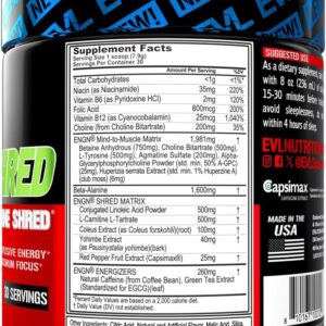 EVL Ultimate Pre Workout Powder – Thermogenic Fat Burner Preworkout Powder Drink for Lasting Energy Focus and Stamina – ENGN Shred Intense Fat Burning Creatine Free Preworkout Drink – Cherry Limeade