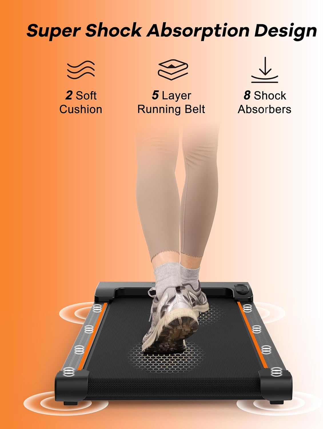 Walking Pad Under Desk Treadmill, 2.5HP Quiet Brushless Small Treadmill for Home and Office, Compact Portable Walking pad with Remote & App Control for Walking and Jogging - Image 4
